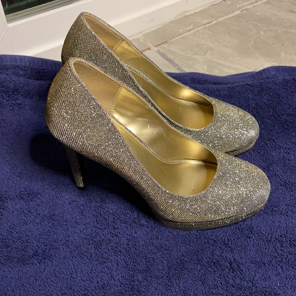 Silver and gold heels